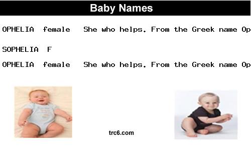 sophelia baby names